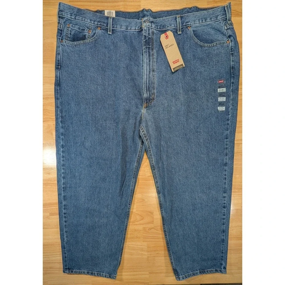 Levi's 550 Mens 54x29 Relaxed Fit Blue Denim Jeans Waterless New With Tags